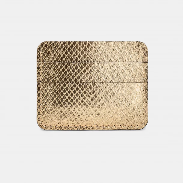 Card holder made of golden python skin with small scales