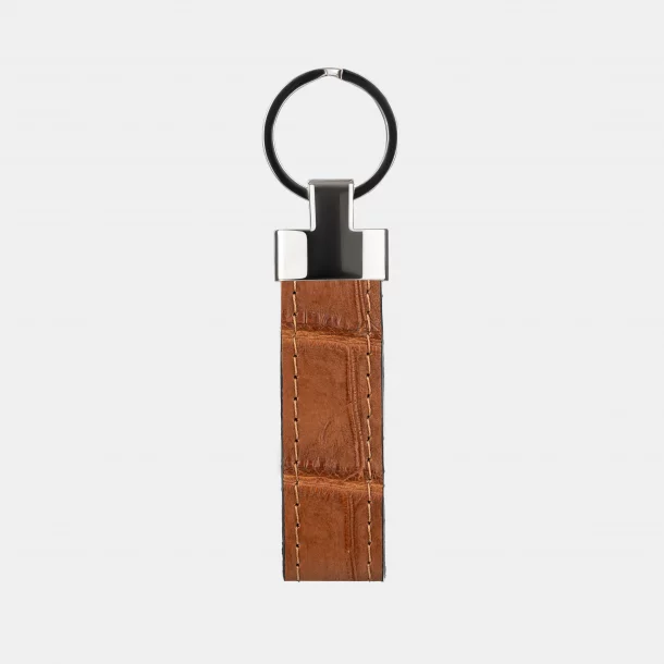 Keychain made of brown crocodile skin