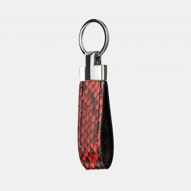 Keychain made of red python skin