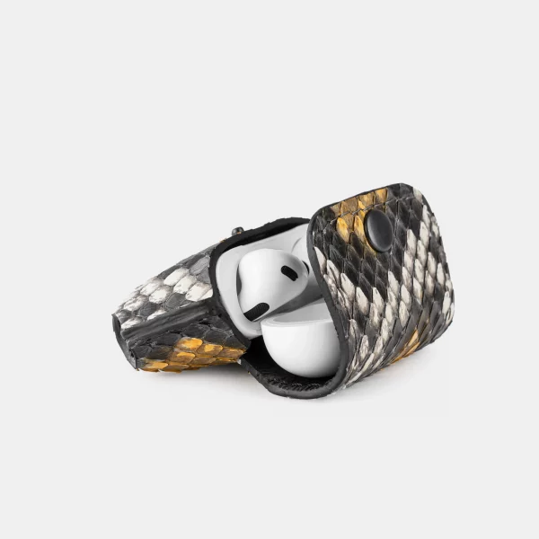 price for Cover for AirPods 3 made of gray-yellow python skin with small scales