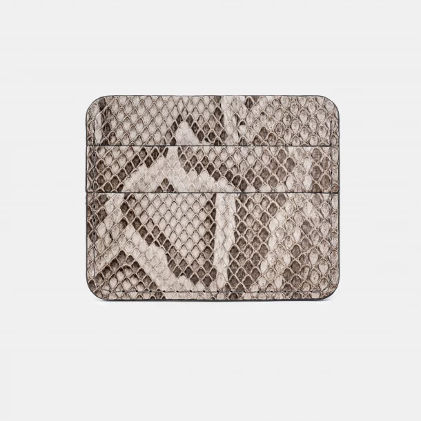Card holder made of gray python skin with small scales