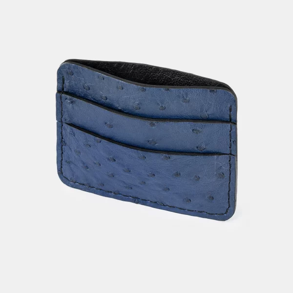 price for Card holder made of dark blue ostrich skin with follicles