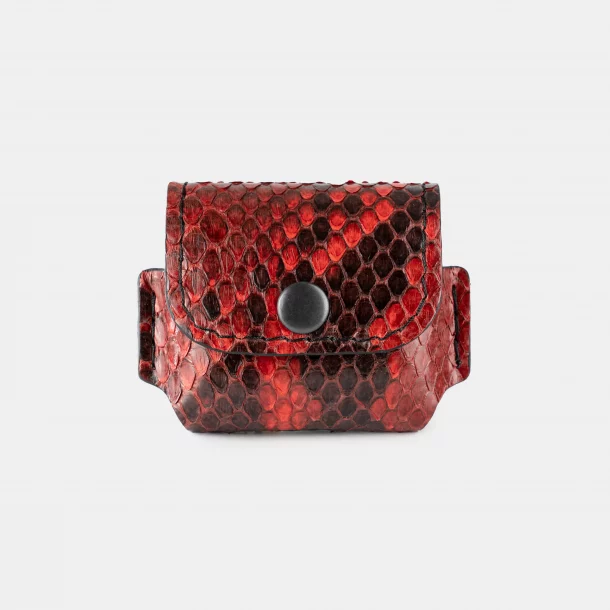 Cover for AirPods 1/2 made of red python skin with small scales