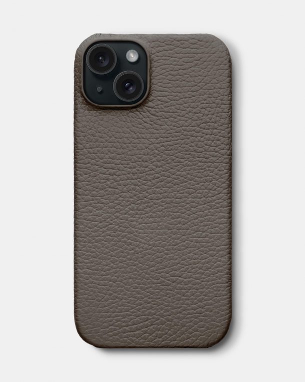 Світло-коричневий шкіряний чохол для iPhone 15 Plus