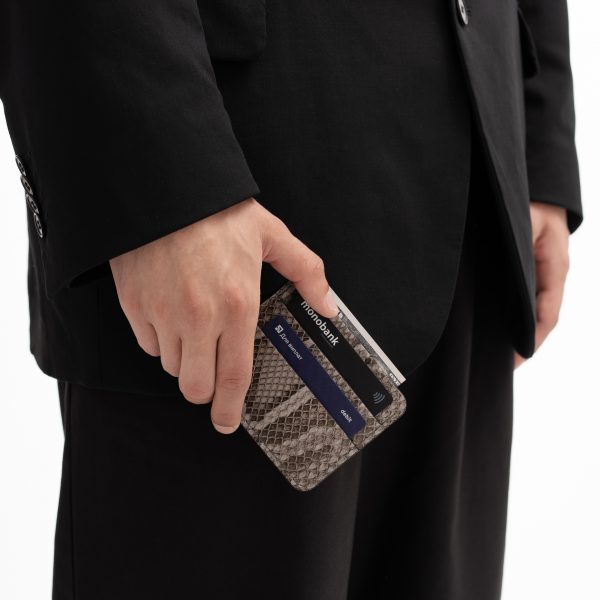 Cardholder made of gray python skin with small scales in Kyiv