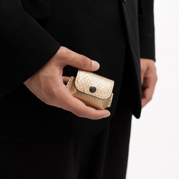 Case for AirPods 3 made of golden python skin with small scales