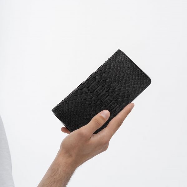price for Wallet made of black python skin with wide scales