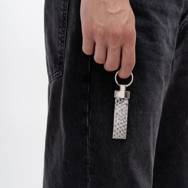 Keychain made of black and white python skin in Kyiv