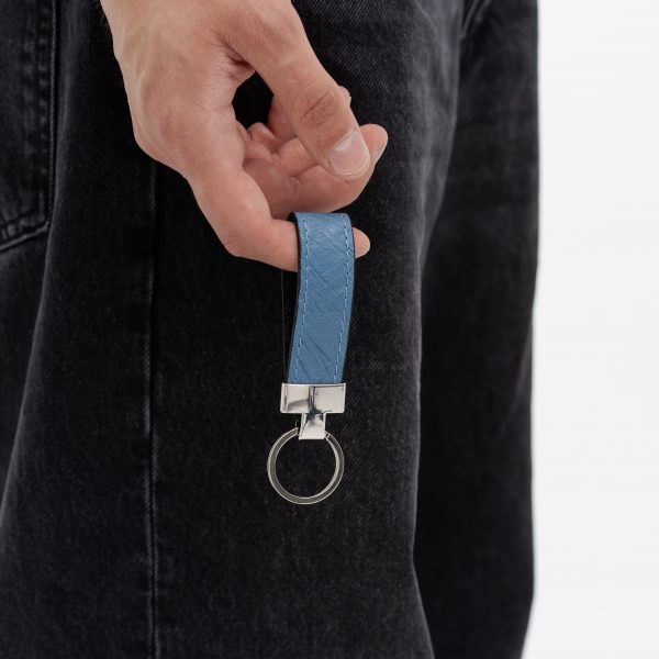 Keychain made of blue ostrich skin without follicles in Kyiv