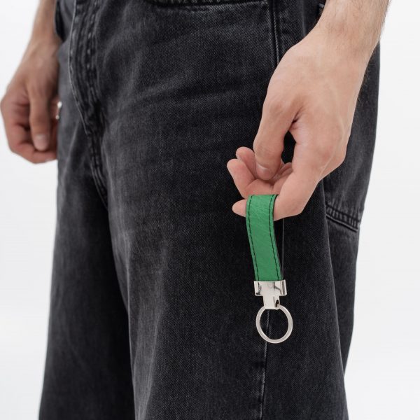 Keychain made of green ostrich skin without follicles in Kyiv