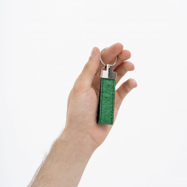 Keychain made of green ostrich skin with follicles in Kyiv