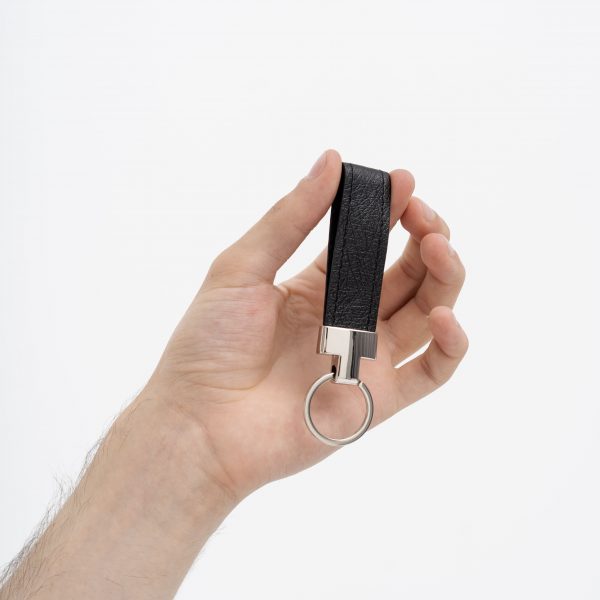 Keychain made of black ostrich skin without follicles in Kyiv