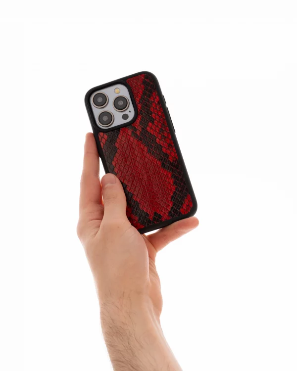 Чохол із червоної шкіри пітона з дрібними лусочками для iPhone 12 Mini у Києві