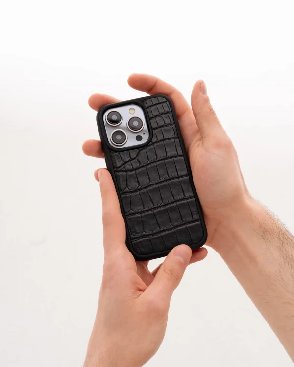 ціна на Чорний чохол зі шкіри крокодила для iPhone 13 Mini