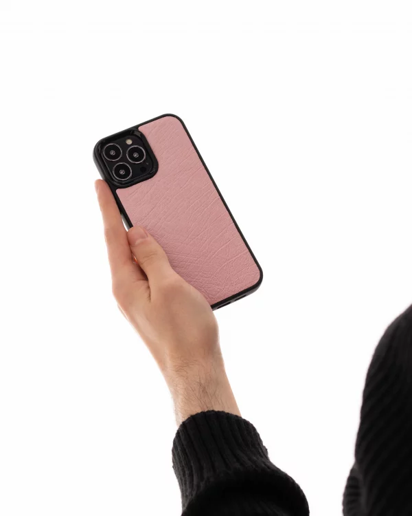 ціна на Чохол із рожевої шкіри страуса без фолікул для iPhone 13 Mini