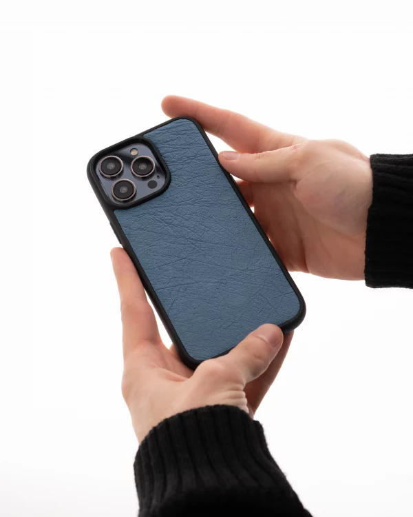 ціна на Чохол із блакитної шкіри страуса без фолікул для iPhone 12 Pro Max