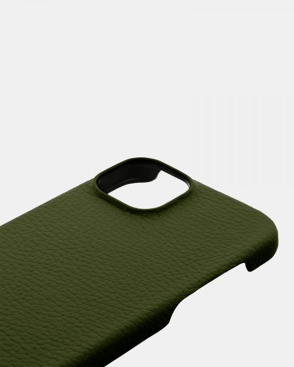 цена на Оливковый кожаный чехол для iPhone 13