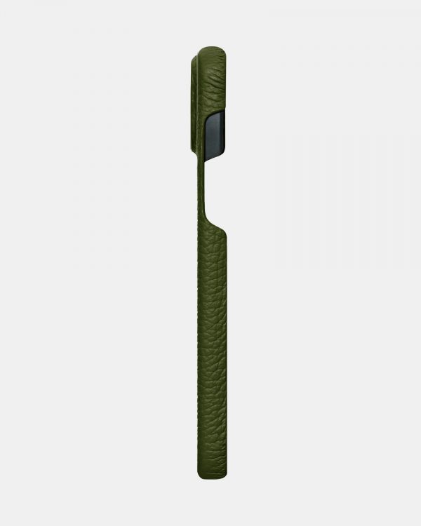 Оливковый кожаный чехол для iPhone 13 Mini