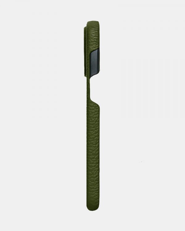Оливковий шкіряний чохол для iPhone 13 Pro Max