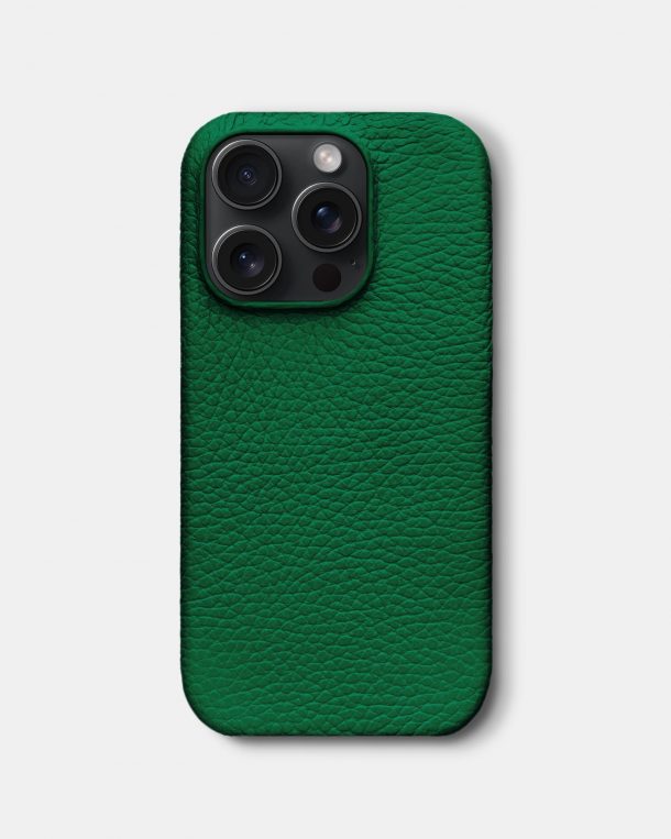 Яскраво-зелений шкіряний чохол для iPhone 15 Pro