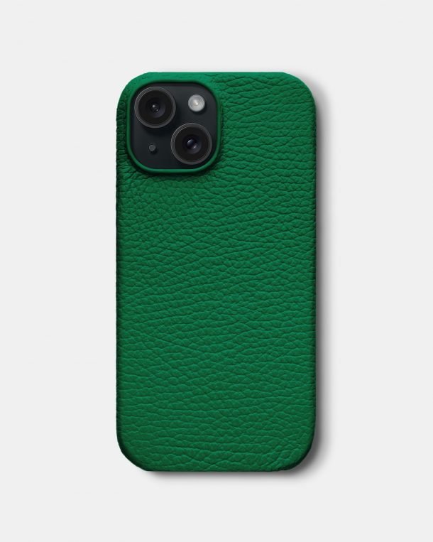 Яскраво-зелений шкіряний чохол для iPhone 15