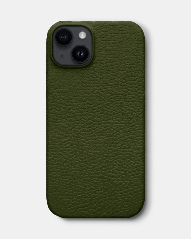 Оливковый кожаный чехол для iPhone 14 Plus