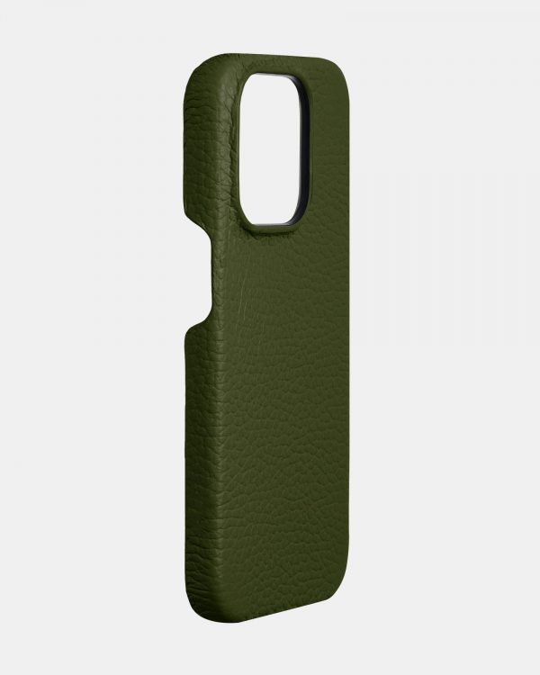 Оливковый кожаный чехол для iPhone 13 Pro