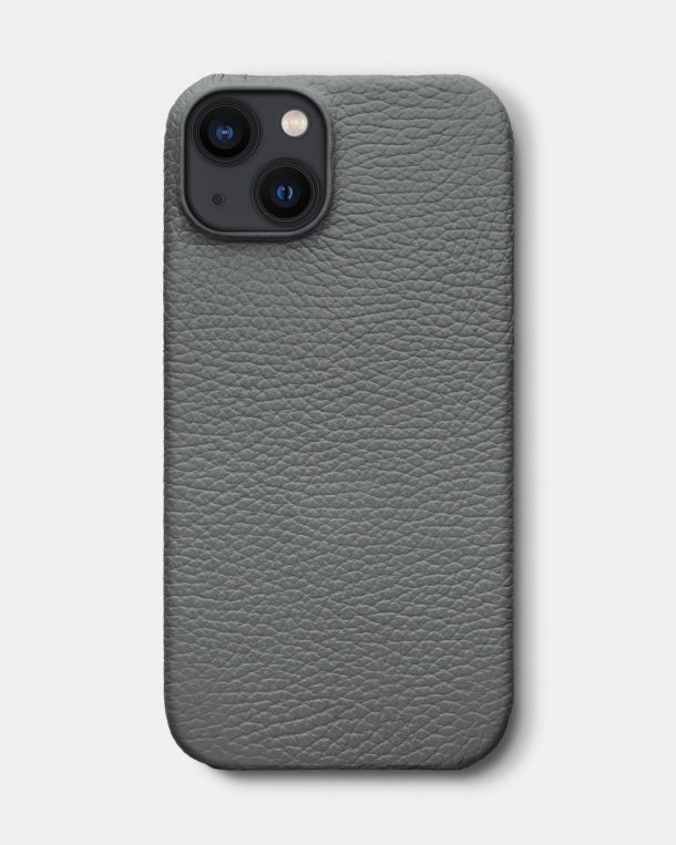 Серый кожаный чехол для iPhone 13