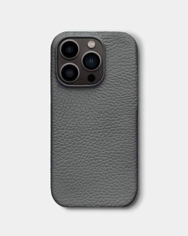 Серый кожаный чехол для iPhone 13 Pro