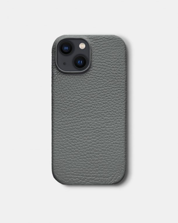 Серый кожаный чехол для iPhone 13 Mini