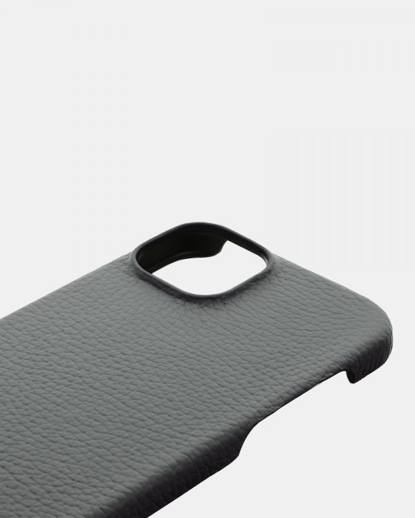 Серый кожаный чехол для iPhone 15 Plus