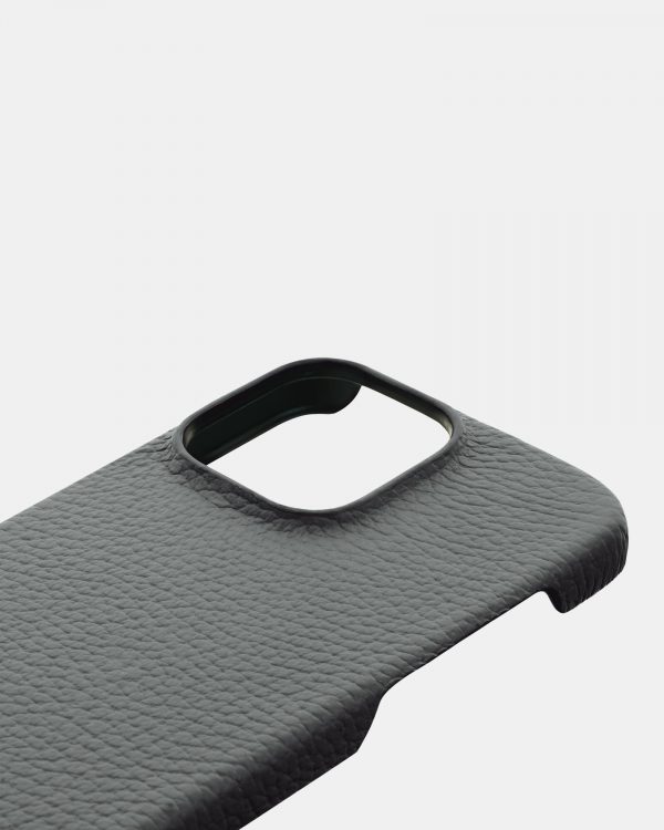 Серый кожаный чехол для iPhone 13 Pro в Киеве