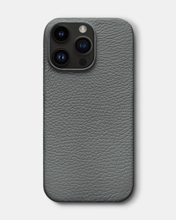 Серый кожаный чехол для iPhone 14 Pro Max