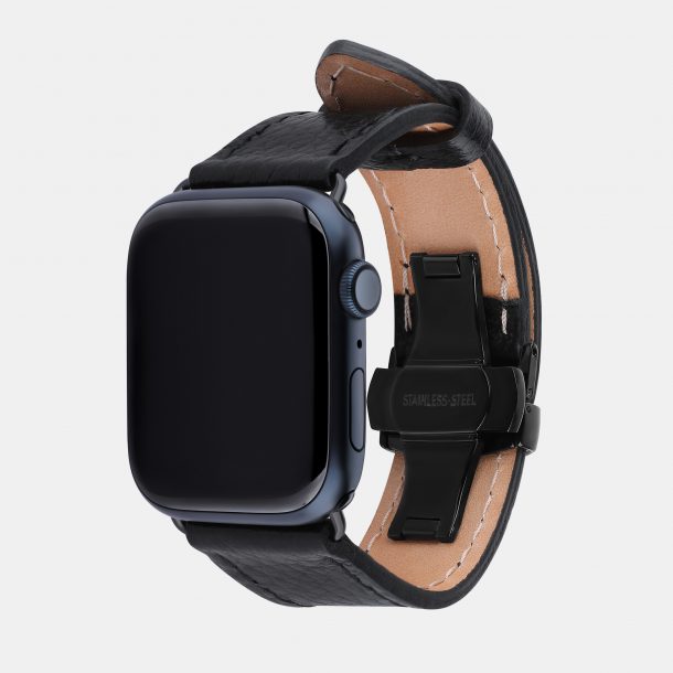 Ремінець для Apple Watch із телячої шкіри флотар в чорному кольорі