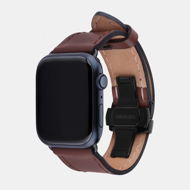 Band for Apple Watch made of calf leather in red color