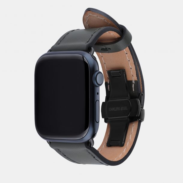 Band for Apple Watch made of calf leather in green color
