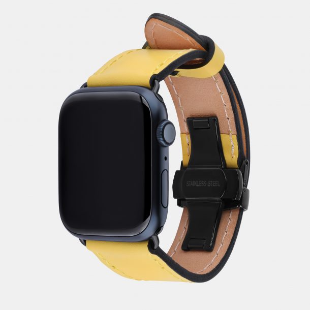 Band for Apple Watch made of calf leather in yellow color