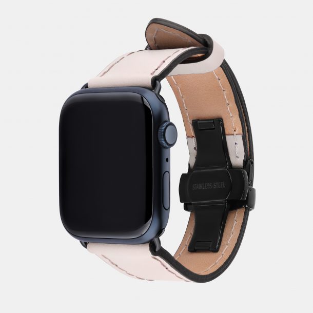 Band for Apple Watch made of calf leather in beige color