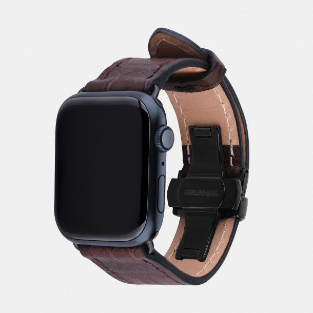 Band for Apple Watch with crocodile skins in brown color