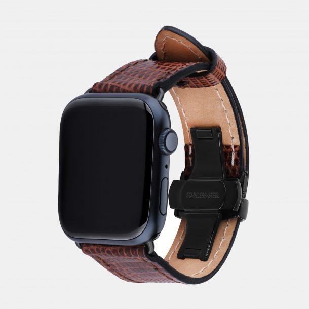Ремешок для Apple Watch из кожи игуаны в коричневом цвете.
