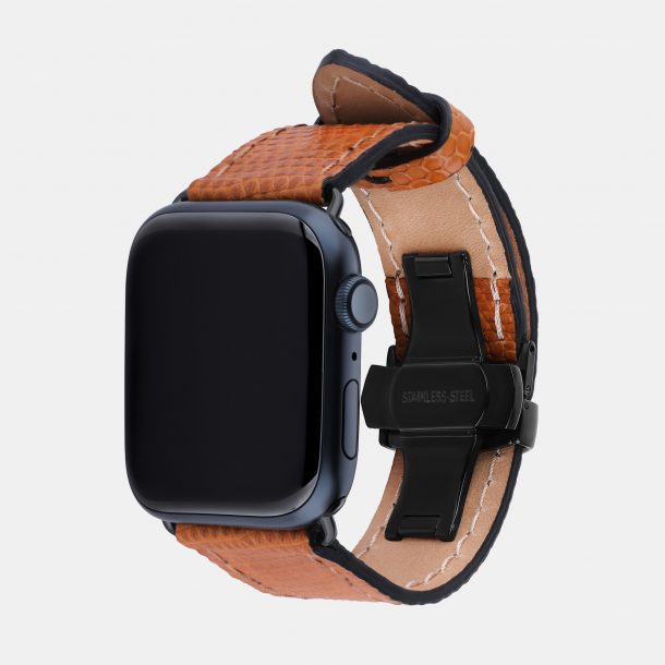 Ремінець для Apple Watch зі шкіри ігуани в рудому кольорі