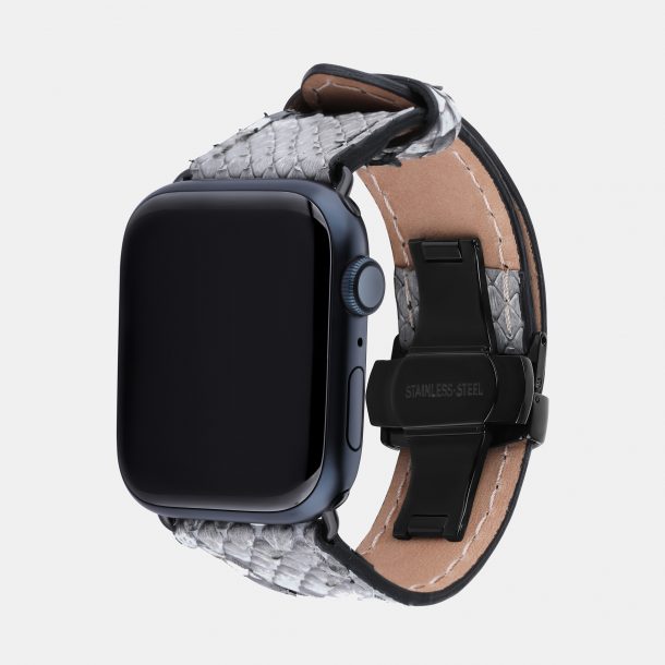 Ремінець для Apple Watch зі шкіри пітона в чорно-білому кольорі