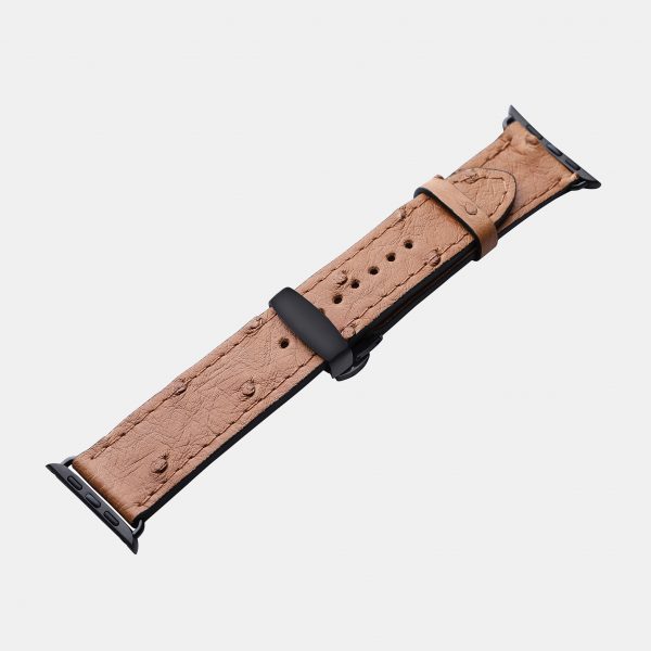 price for Band for Apple Watch made of ostrich skin in light brown color with follicles