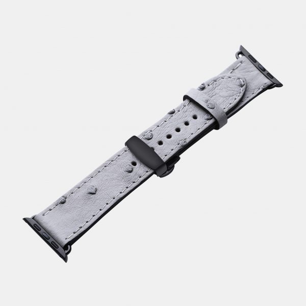price for Band for Apple Watch made of ostrich skin in gray color with follicles