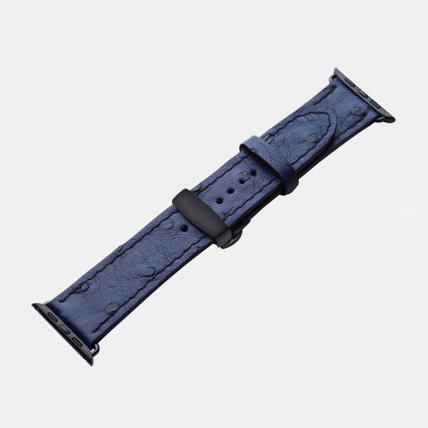 price for Band for Apple Watch made of ostrich skin in blue color with follicles