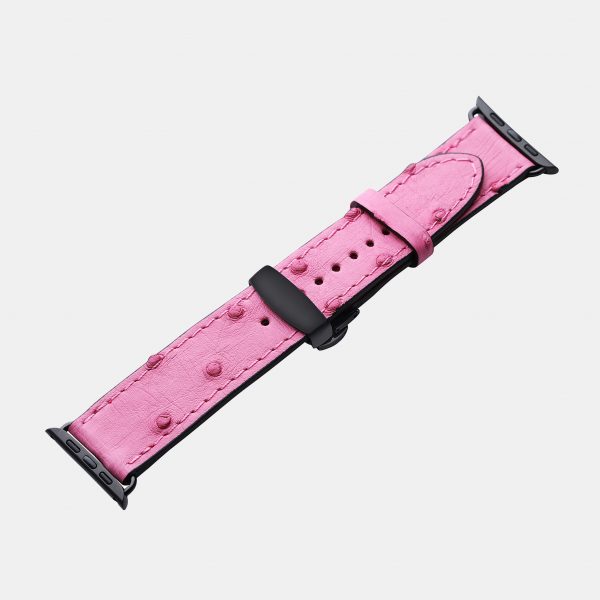 ціна на Ремінець для Apple Watch зі шкіри страуса в яскраво-рожевому кольорі з фолікулами