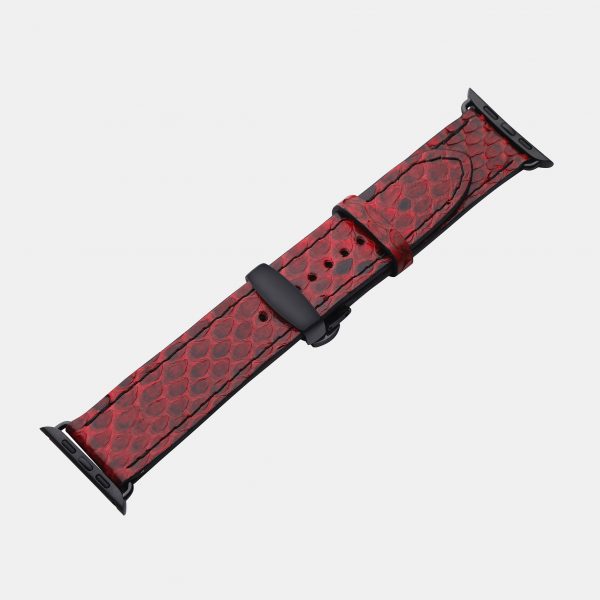ціна на Ремінець для Apple Watch зі шкіри пітона в червоному кольорі з малюнком