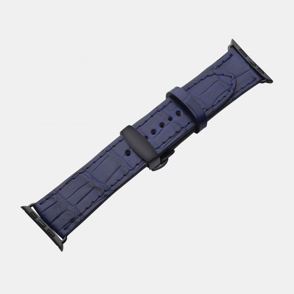 price for Band for Apple Watch made of crocodile skin in dark blue color