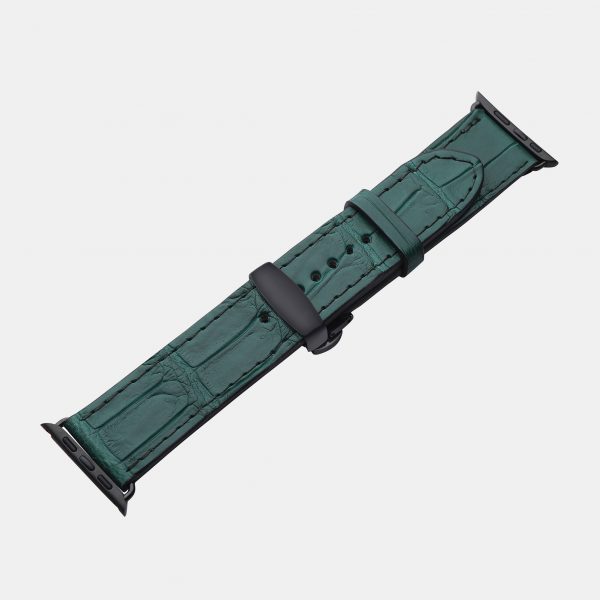 ціна на Ремінець для Apple Watch зі шкіри крокодила у зеленому кольорі