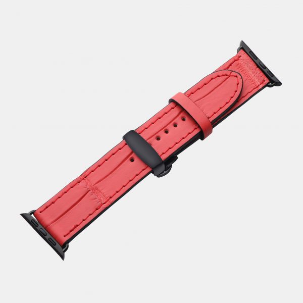 price for Band for Apple Watch made of crocodile leather in red color